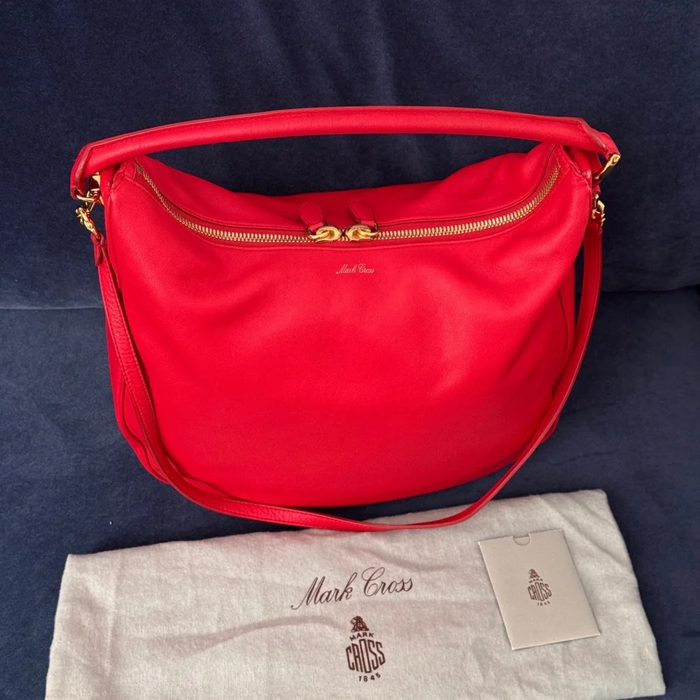 Mark Cross‎ Red Leather Hobo Bag